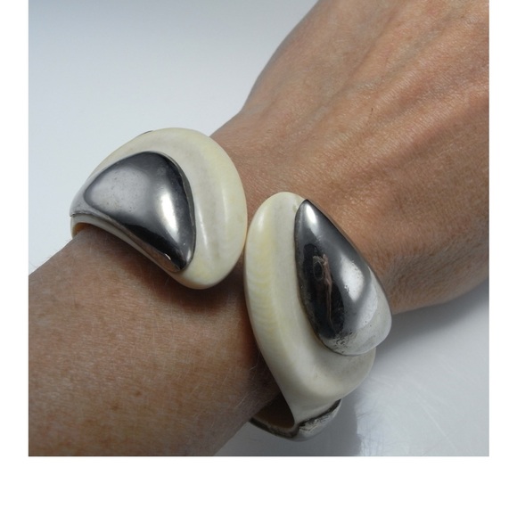 1940 sterling Ivory Clamper Bracelet